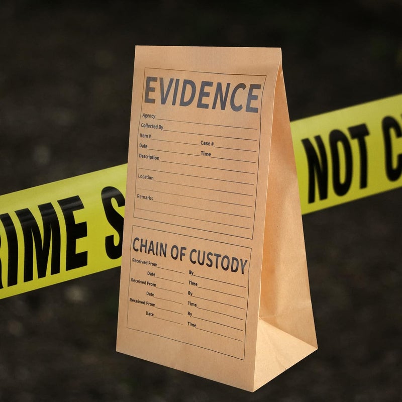 WANGDEFA 25 Pack Paper Evidence Bags 9.45 * 5 * 3 inch Crime Scene Paper Evidence Bag for Receipts (25) - Image 4